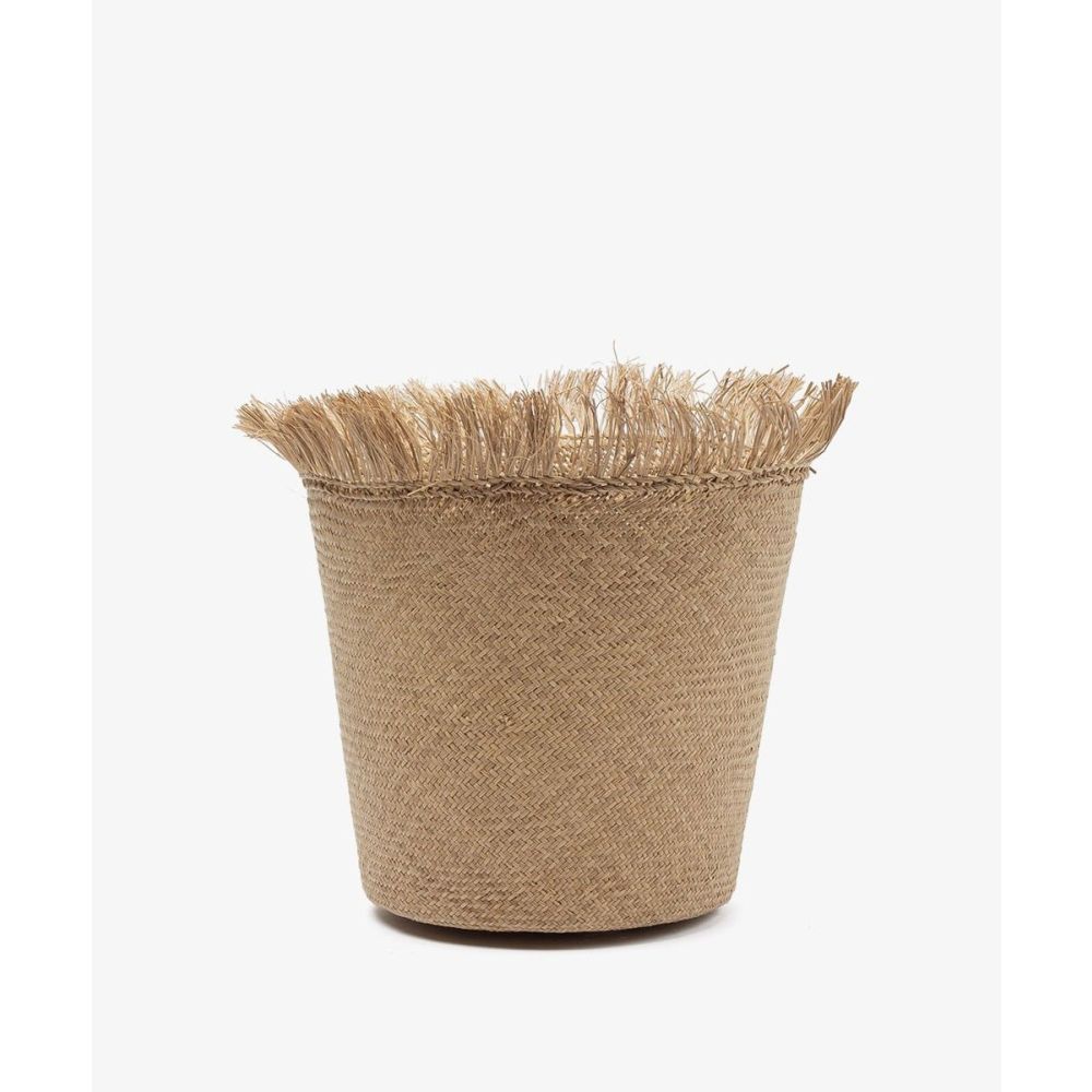 CESTA M CON FLECOS COLOR TOSTADO