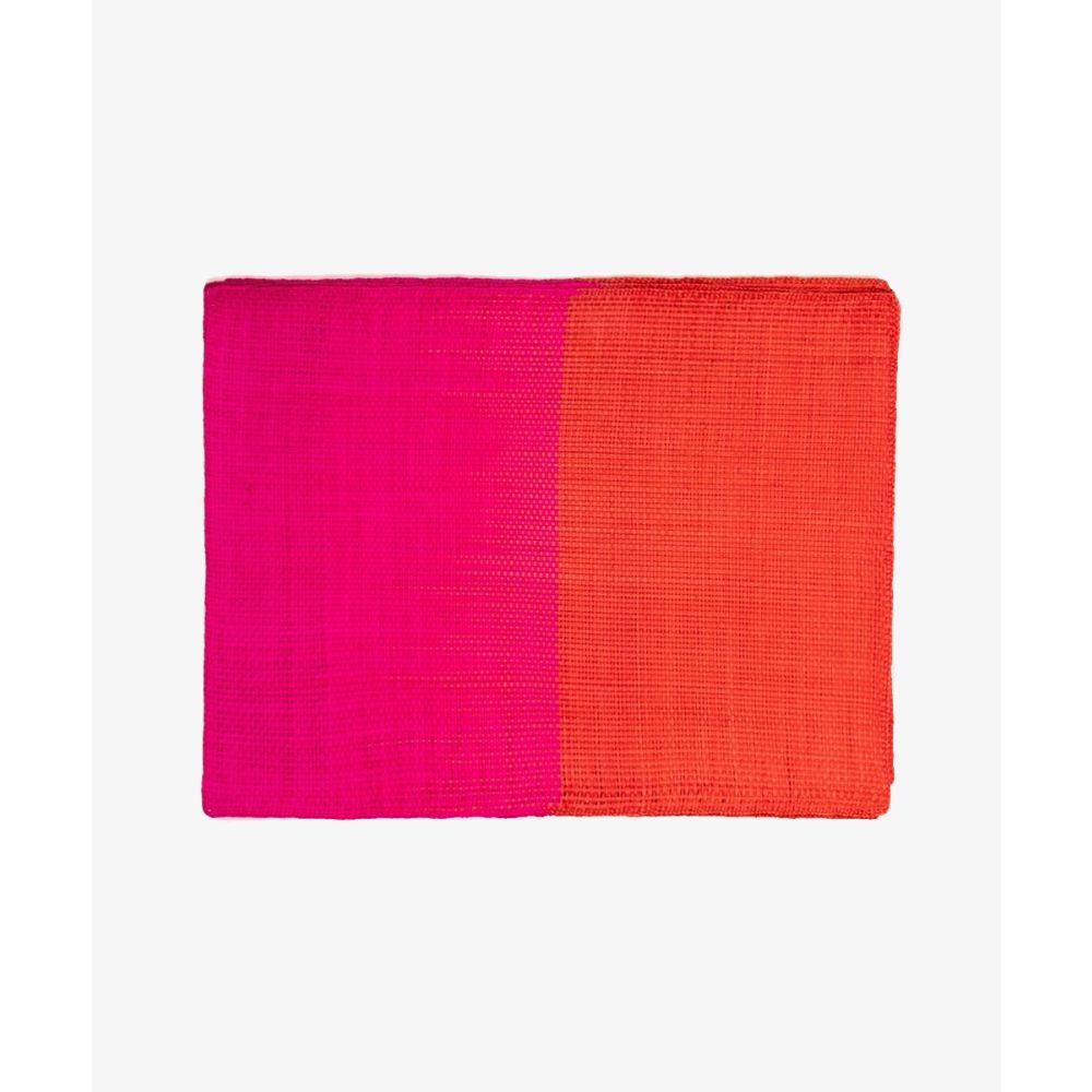INDIVIDUAL RECTANGULAR IRACA, SET 6 - MITAD FUCSIA Y NARANJA