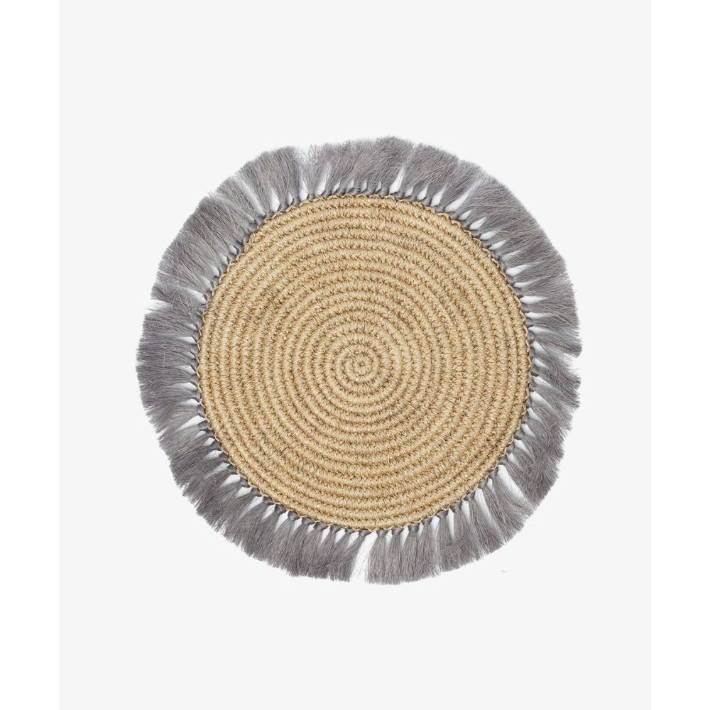 FIQUE PLACEMAT TOAST WITH FRINGES GREY