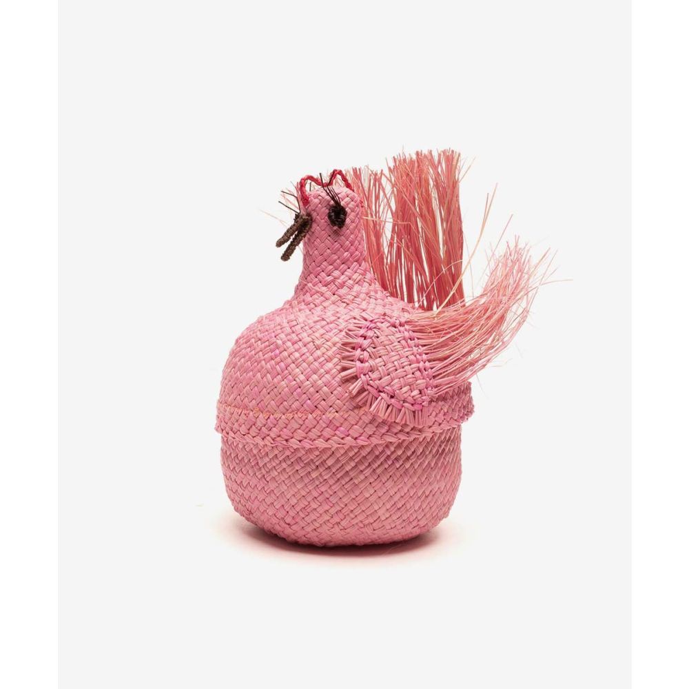 CESTO FORMA DE GALLINA - ROSA CLARO