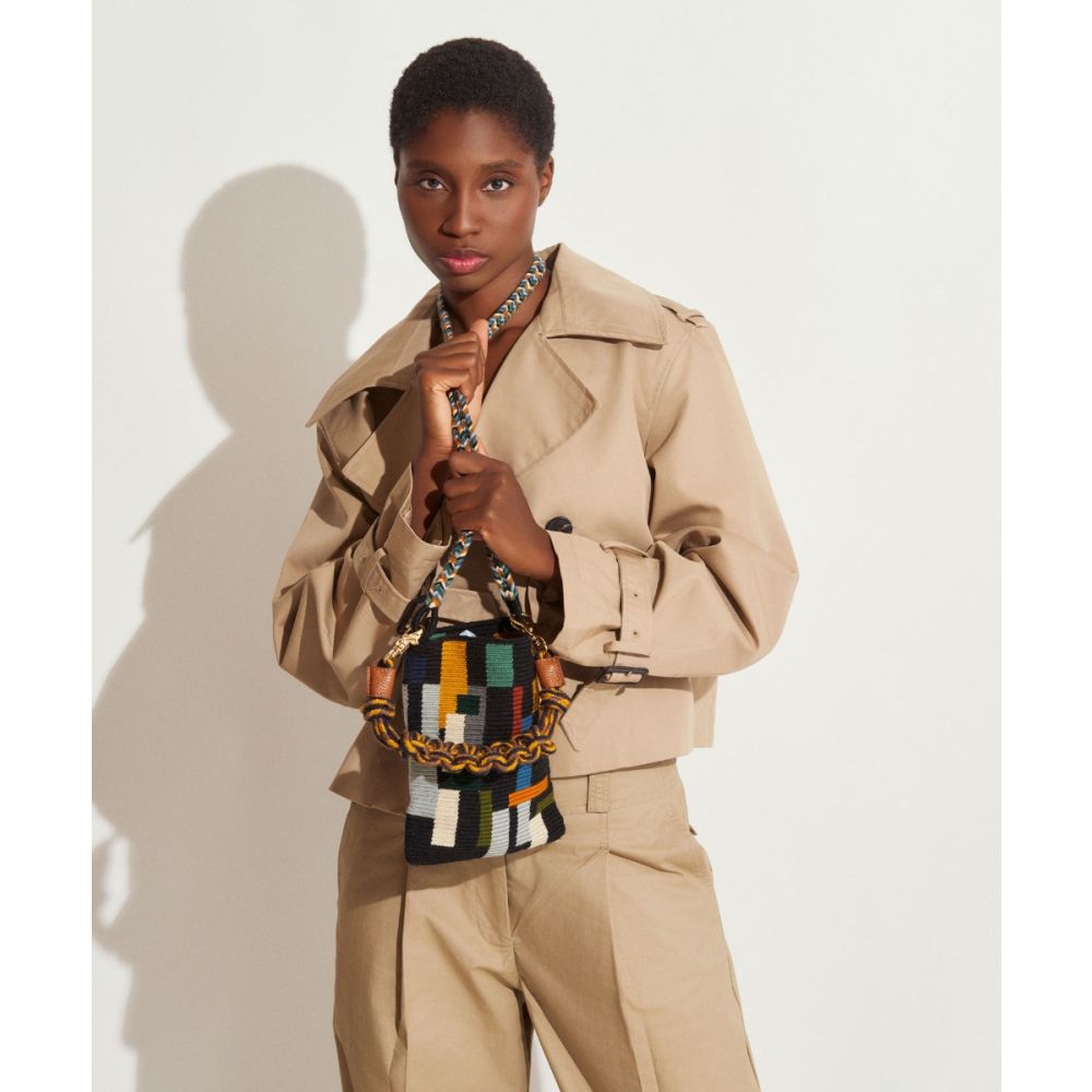 BOLSO OPERA - CON MACRAME -  STARFISH - NEGRO & MULTICOLOR