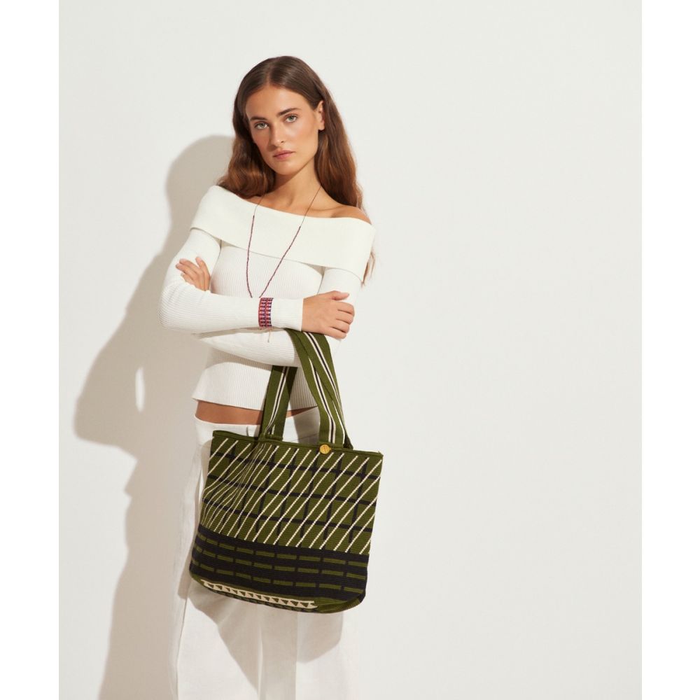 Bolso Shopping L - WISTERIA - VERDE & NEGRO