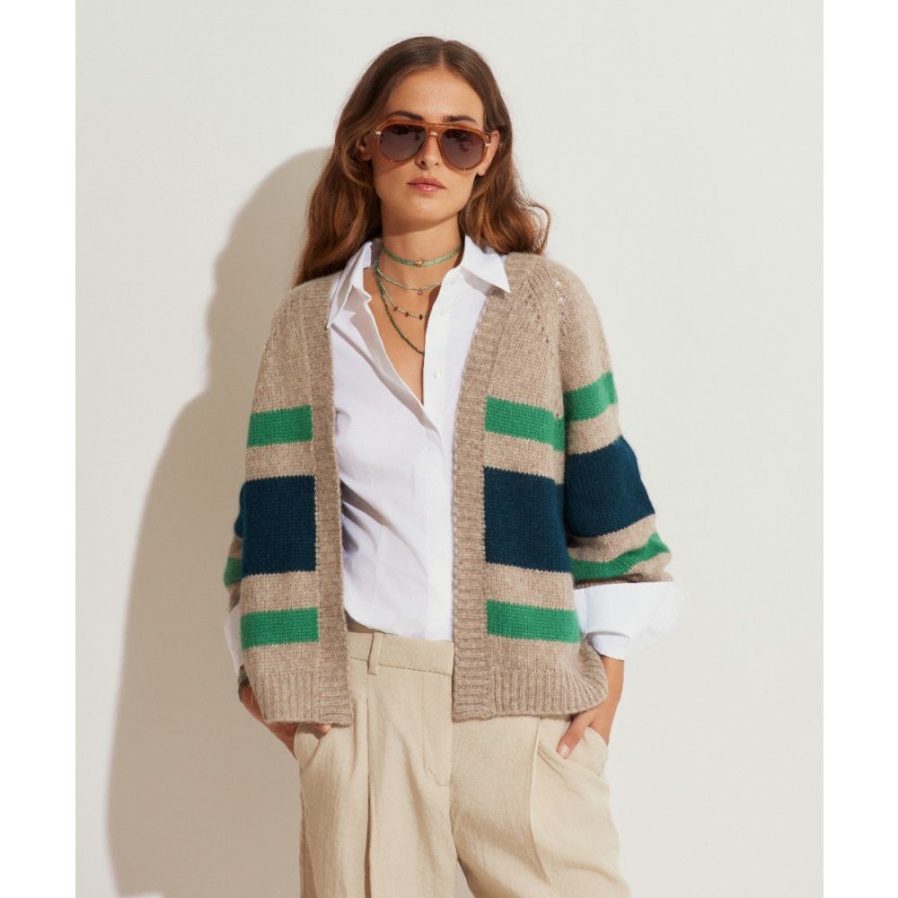 CHAQUETA CORTA BABY ALPACA -TOPO/VERDE