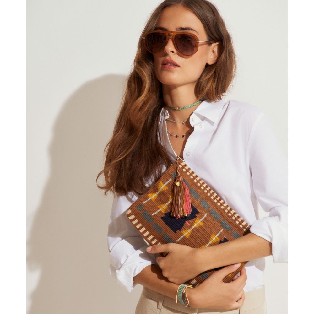 BOLSO DE MANO - BELLFLOWER - MARRÓN & GRIS