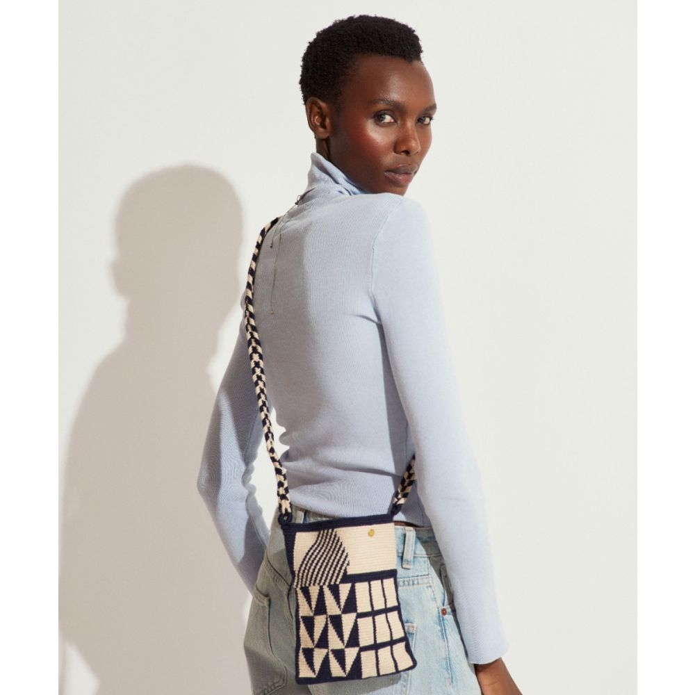 BOLSO OPERA - LOTUS - AZUL MARINO & BEIGE