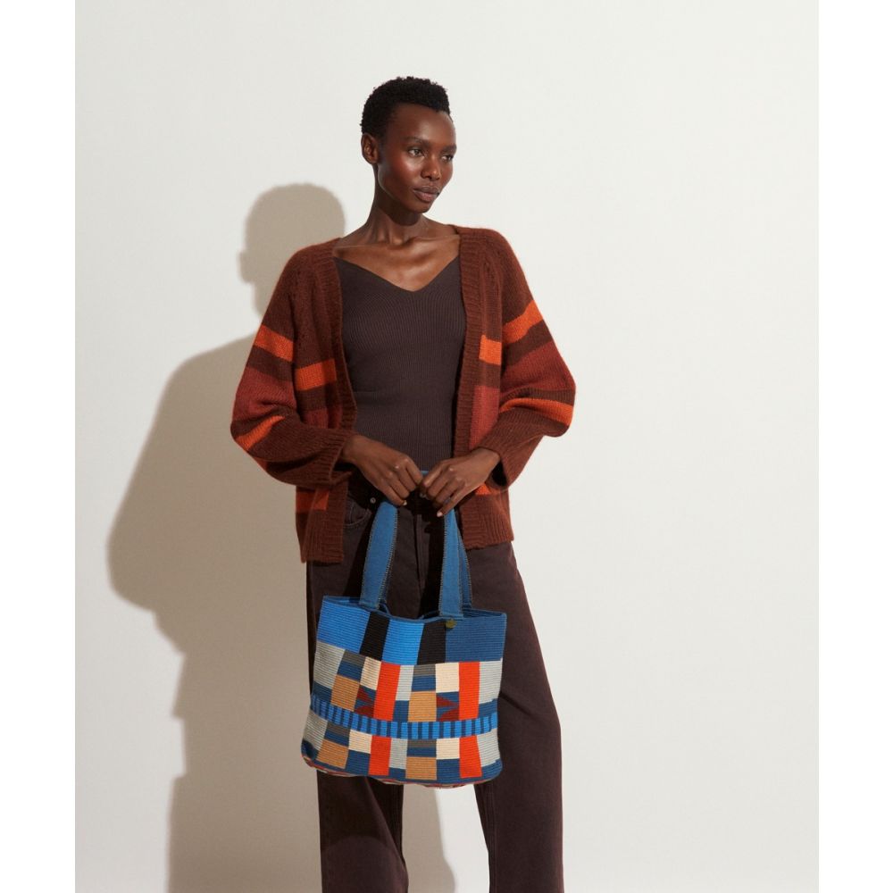 Bolso Shopping L - ANISE - AZUL & TERRACOTA