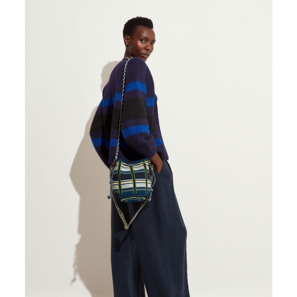 BOLSO MITRA CON ASA AJUSTABLE - ARUM - AZUL DENIM & GRIS