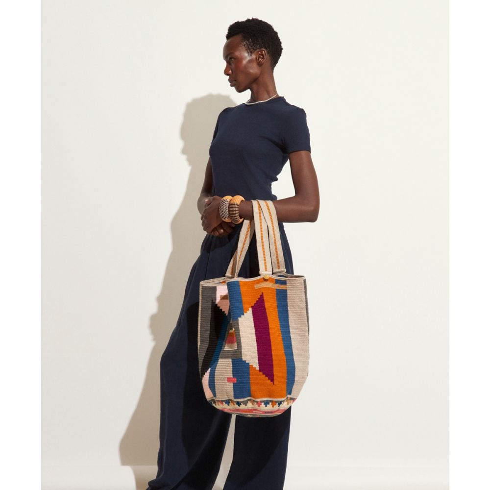 Bolso Tote - BEEBLOSSOM - GRIS & AZUL MARINO