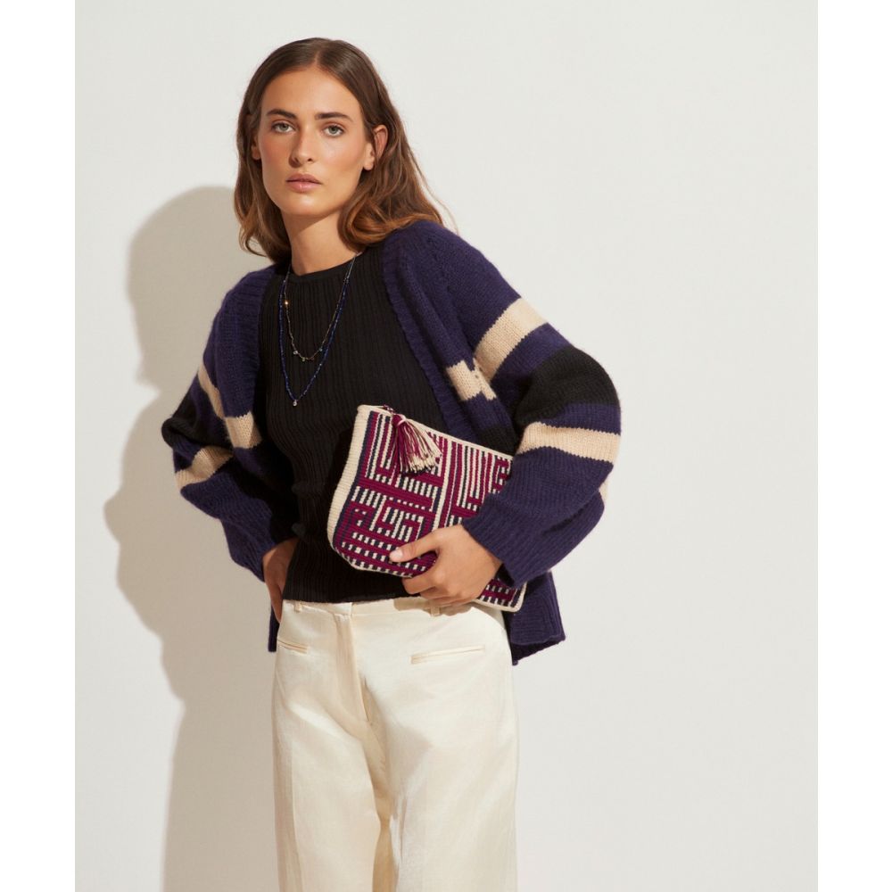 BOLSO DE MANO - ALPENROSE - BURDEOS & AZUL MARINO