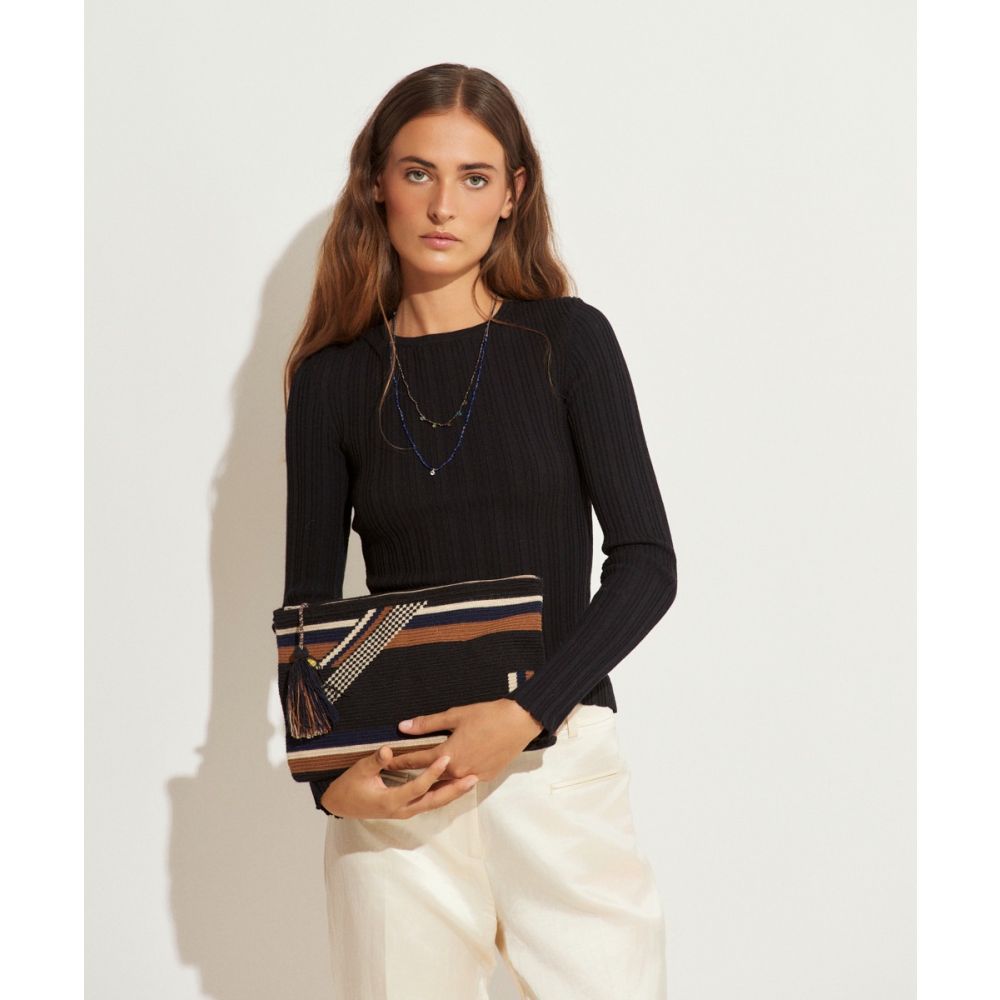 BOLSO DE MANO - AMARANTH - NEGRO & MARRÓN