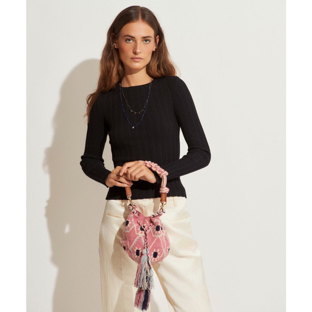 BOLSO CRUZADO M CON ASA DE MACRAMÉ - CENTAUREA - ROSA & MARINO