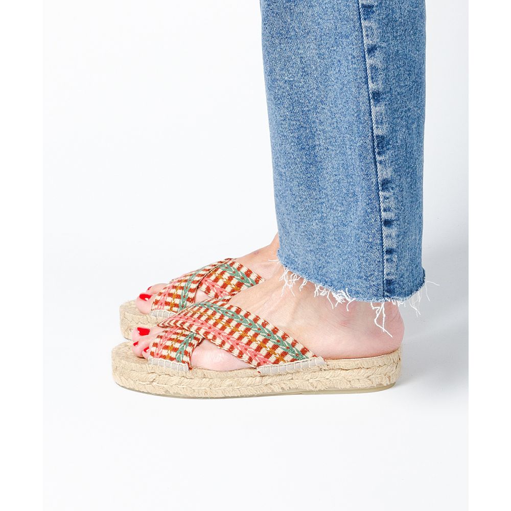 ESPADRILLE WITH CROSSED BAND - IRVINE - TERRACOTTA & PINK