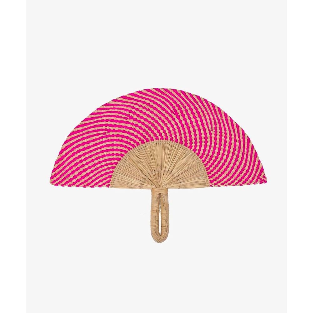 Handwoven fan - Fuchsia & Beige
