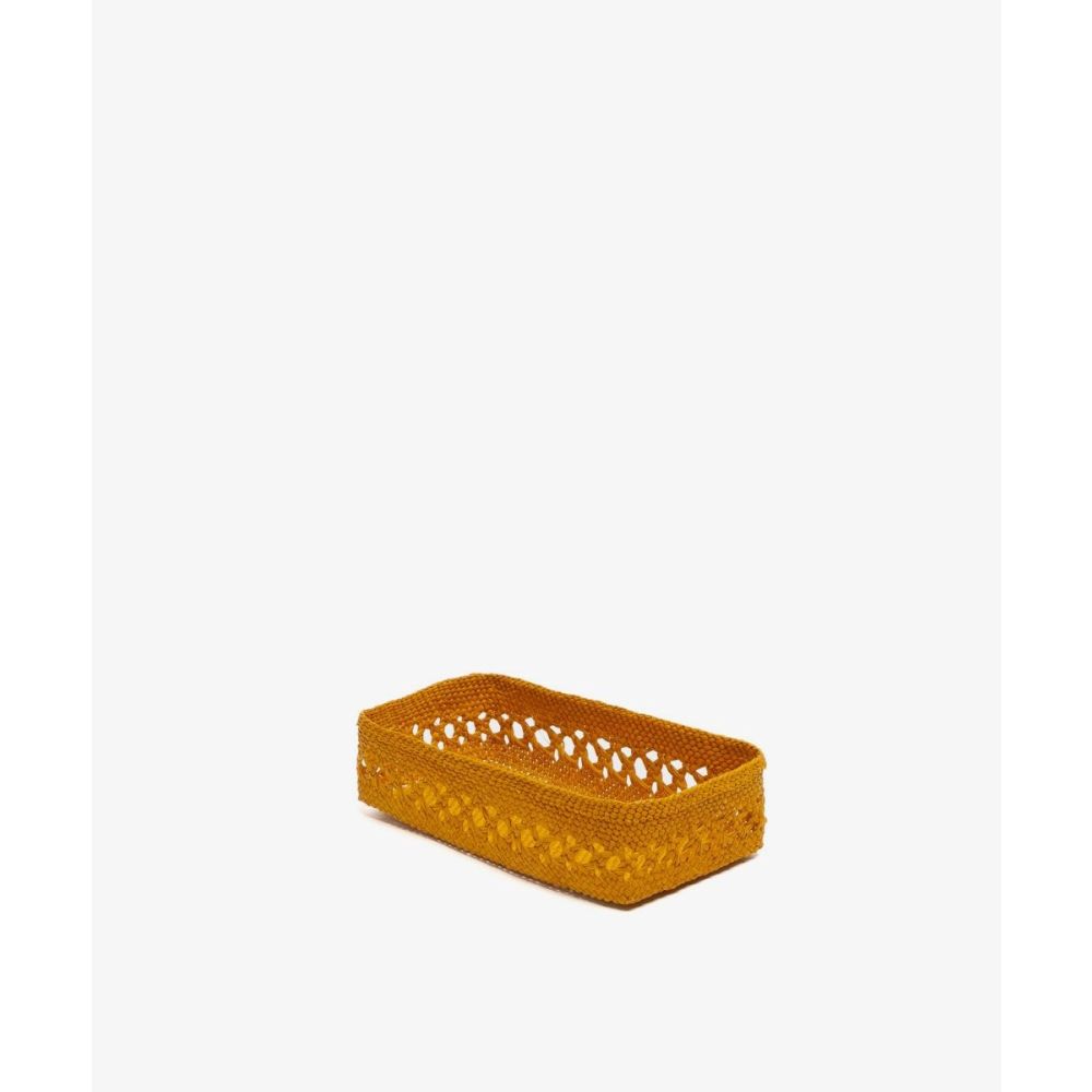 Rectangular Iraca Basket S - DARK ORANGE