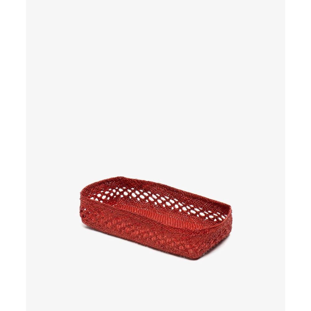 Rectangular Iraca Basket M - MAYA BURGUNDY