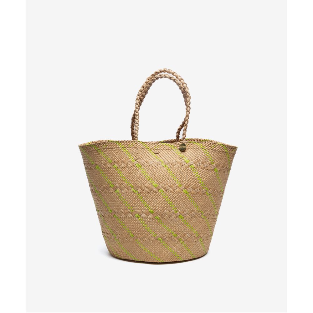 CANASTO M - WITH GREEN AND BEIGE LINES 