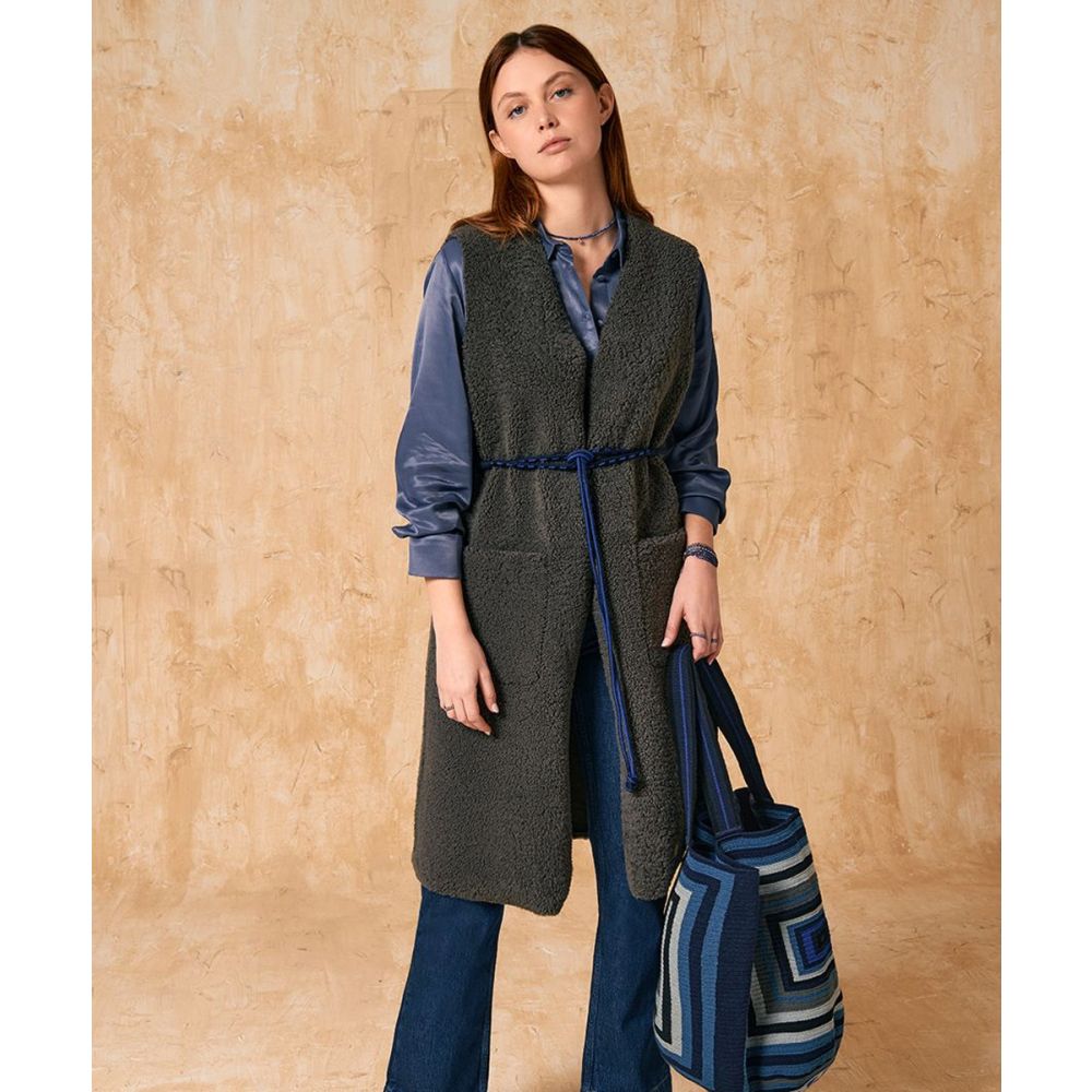 CHALECO PIEL CORDERO BLACKBURN - RIZO GRIS