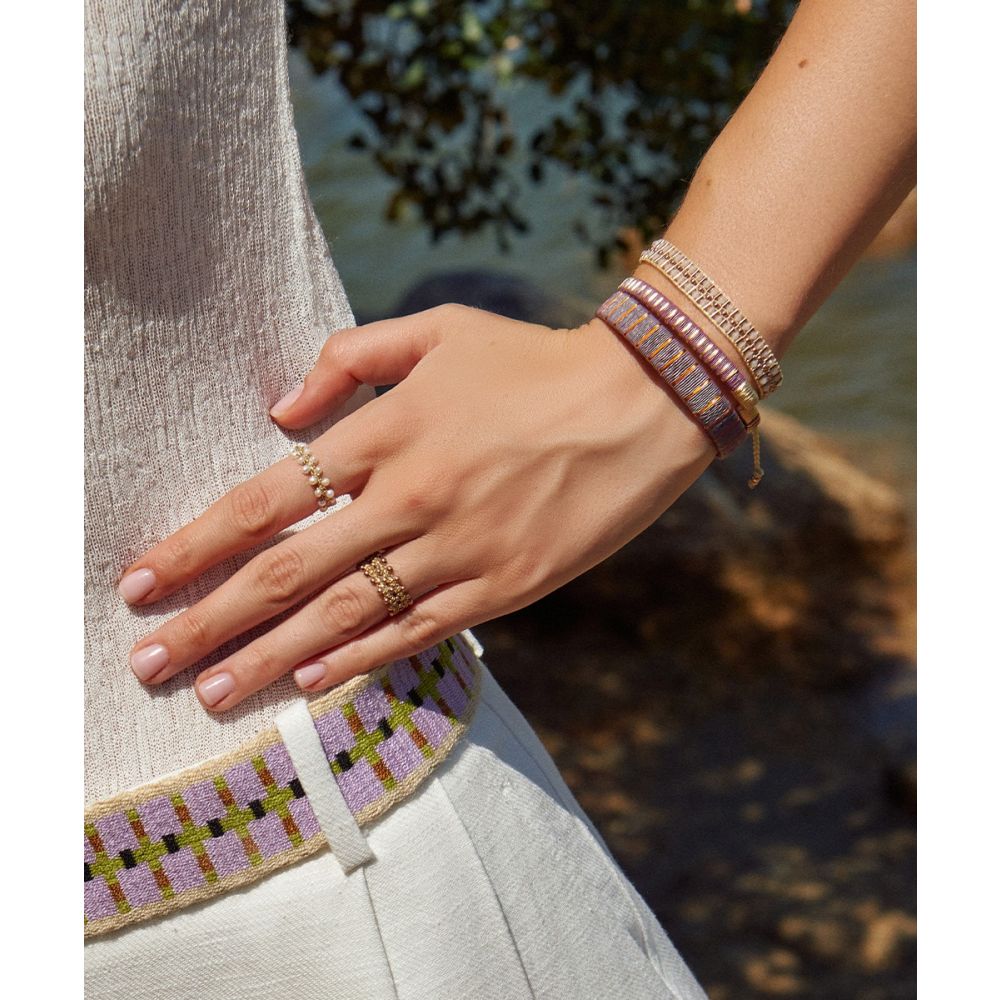 Pulsera Werregue, 1 cm, Unit - LILA & MULTI RAYAS COBRE