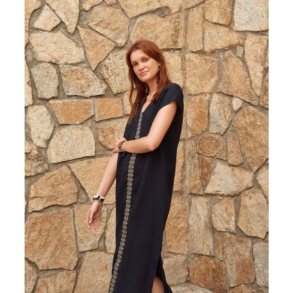 KAFTAN NILO - NEGRO CON CINTA