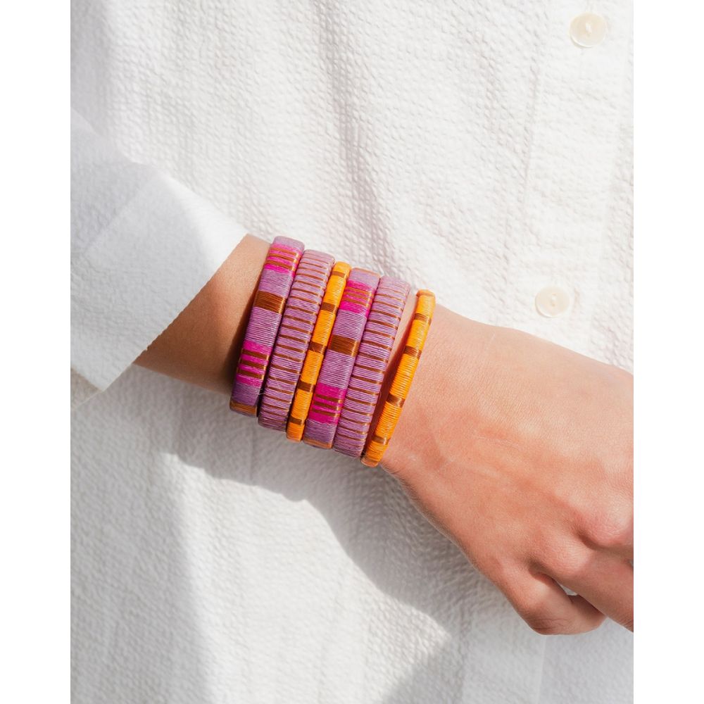 Pulsera Werregue, 1 cm, Unit - MORADO & MULTI RAYAS COBRE